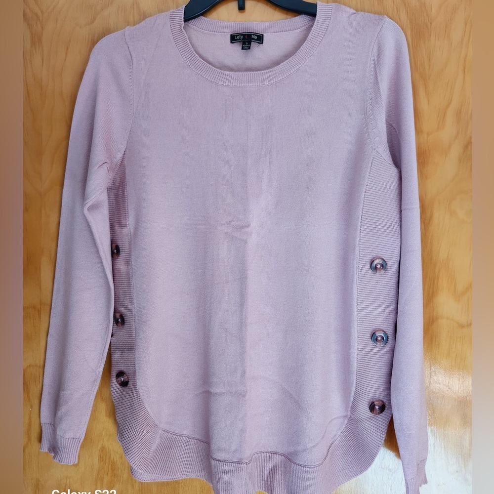 Pink Button-Accent Sweater